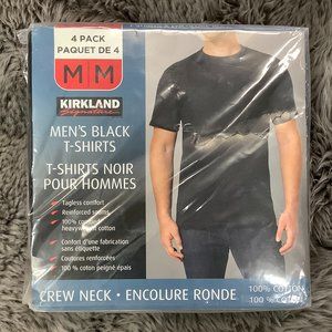 Kirkland | Men's Crew Neck Shirts | 4 Pack | Black